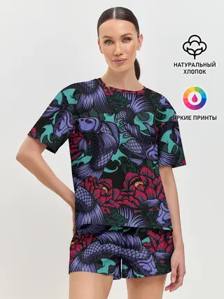 Женская пижама с шортами / Японские карпы