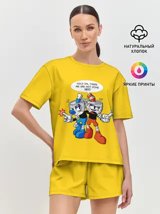 Женская пижама с шортами / Побитые кружки