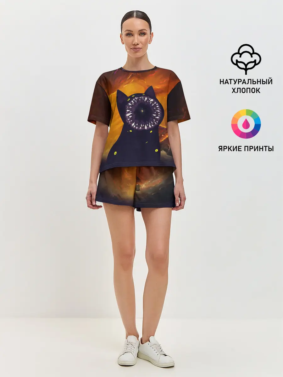 Женская пижама с шортами / Космический кот | Space Cat