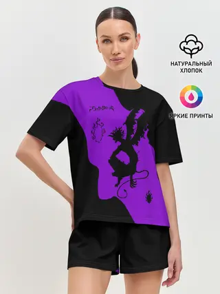 Женская пижама с шортами / Чёрный клевер демон в сиреневом