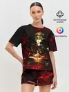 Женская пижама с шортами / Чёрный Аста красный дым
