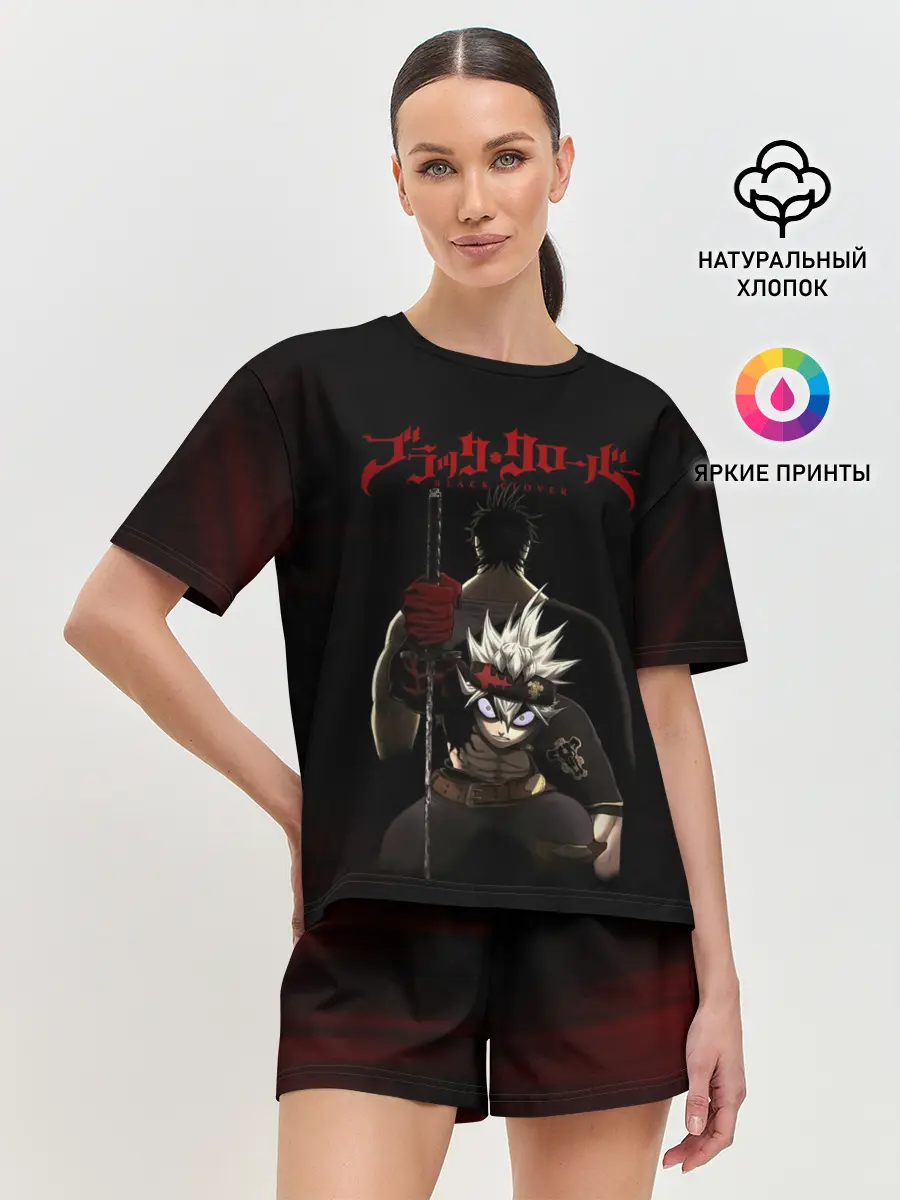Женская пижама с шортами / Ями Сукэхиро черный Аста катана