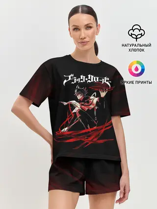 Женская пижама с шортами / Чёрный клевер магия Юно