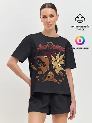 Женская пижама с шортами / Крутые бобры. Рокеры