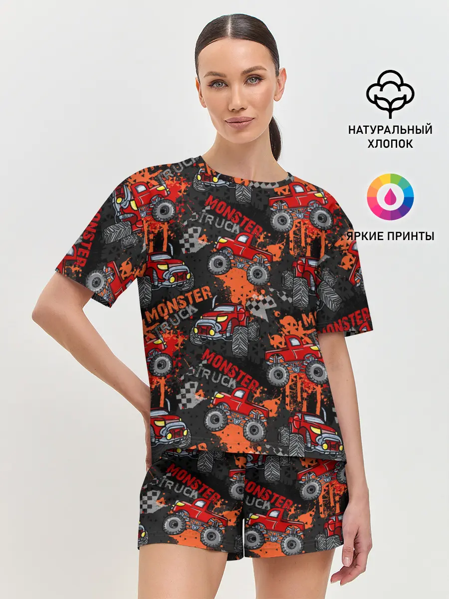 Женская пижама с шортами / MONSTER TRUCK RED