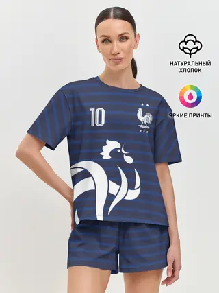 Женская пижама с шортами / Мбаппе в стиле формы Франции