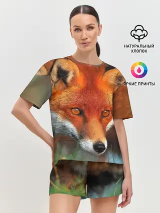 Женская пижама с шортами / Лисица охотница