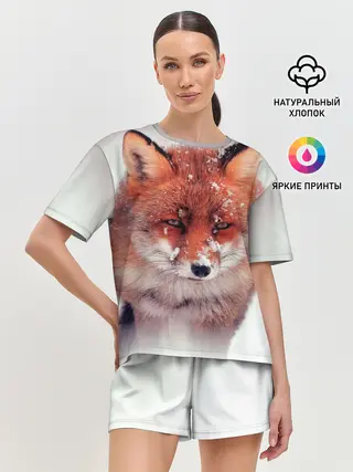 Женская пижама с шортами / Лисица и снег