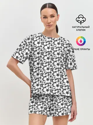 Женская пижама с шортами / Футбольные Мячи
