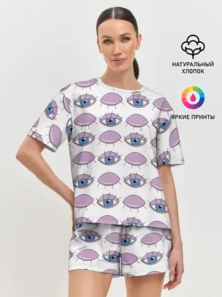Женская пижама с шортами / Глаза фиолетовые
