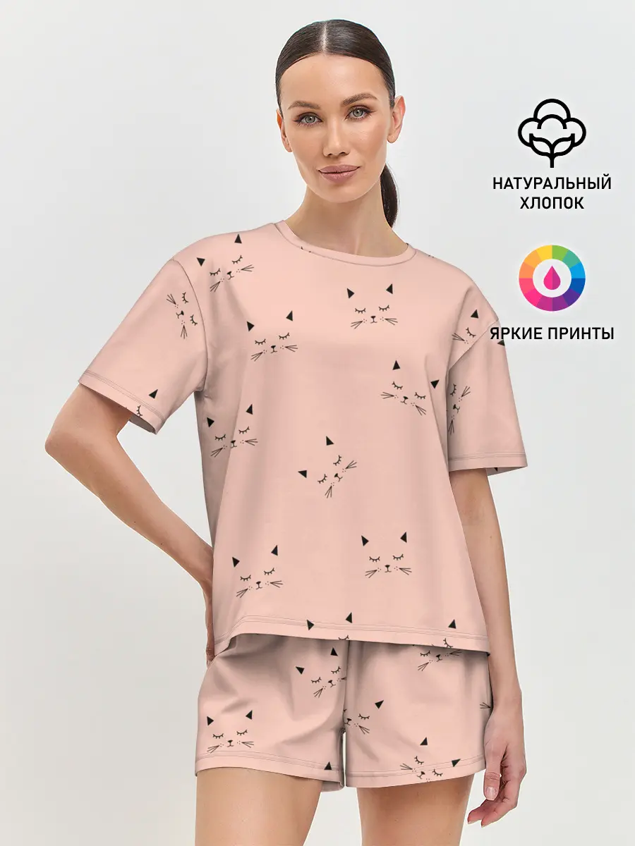Женская пижама с шортами / Киски