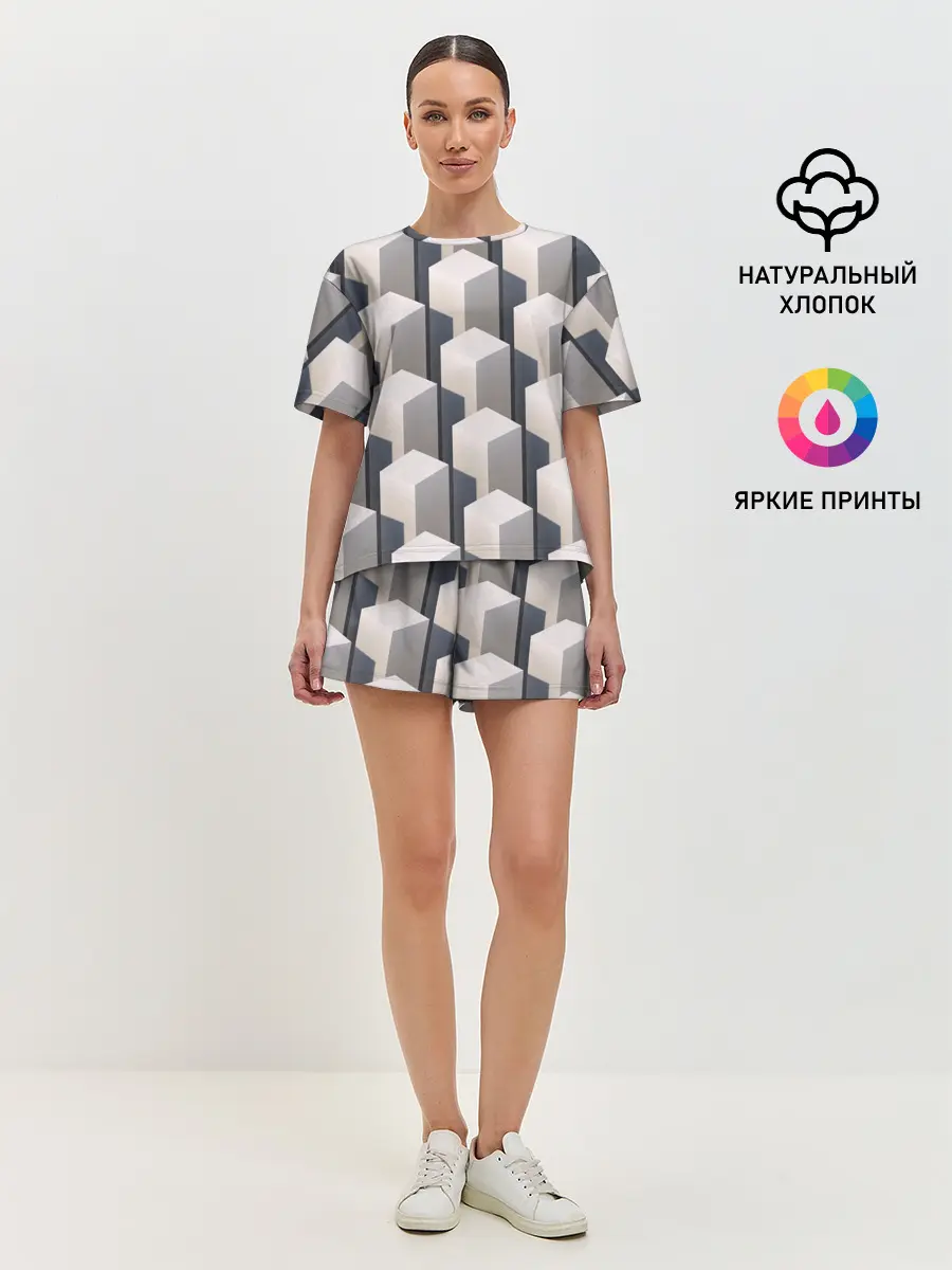 Женская пижама с шортами / ГрафиЧеские Кубы