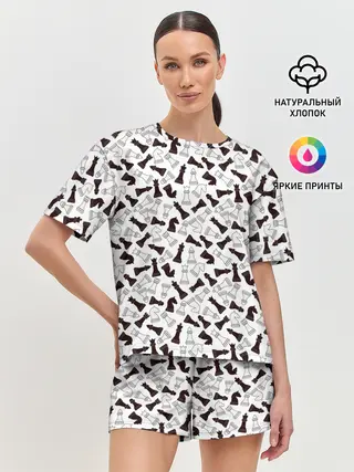 Женская пижама с шортами / Шахматные Фигуры