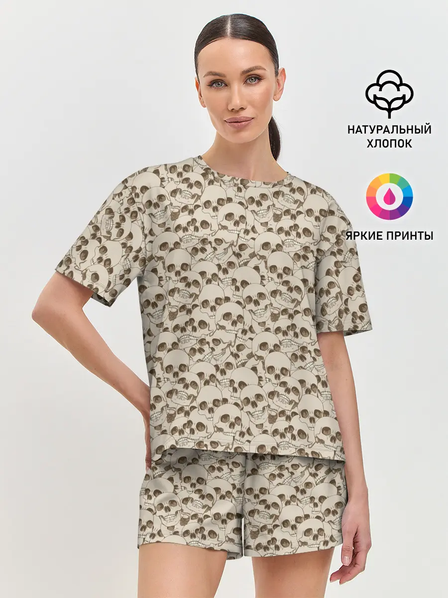 Женская пижама с шортами / Черепа