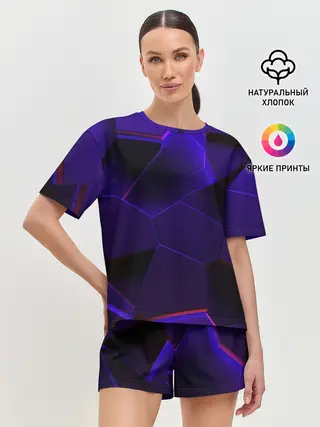 Женская пижама с шортами / СИНИЕ ПЛИТЫ 3D