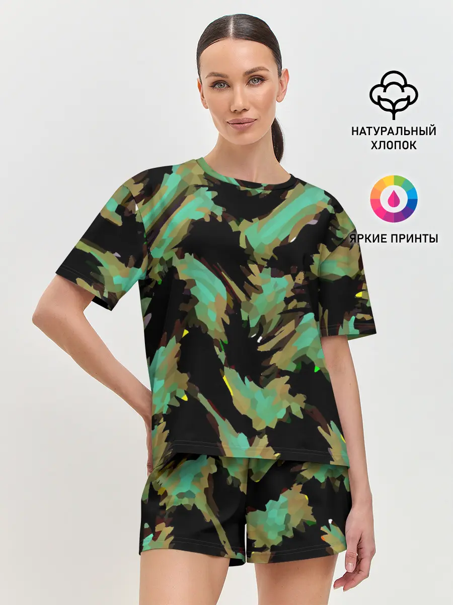 Женская пижама с шортами / Изумрудные осколки кристаллов