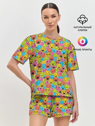 Женская пижама с шортами / Смайлики