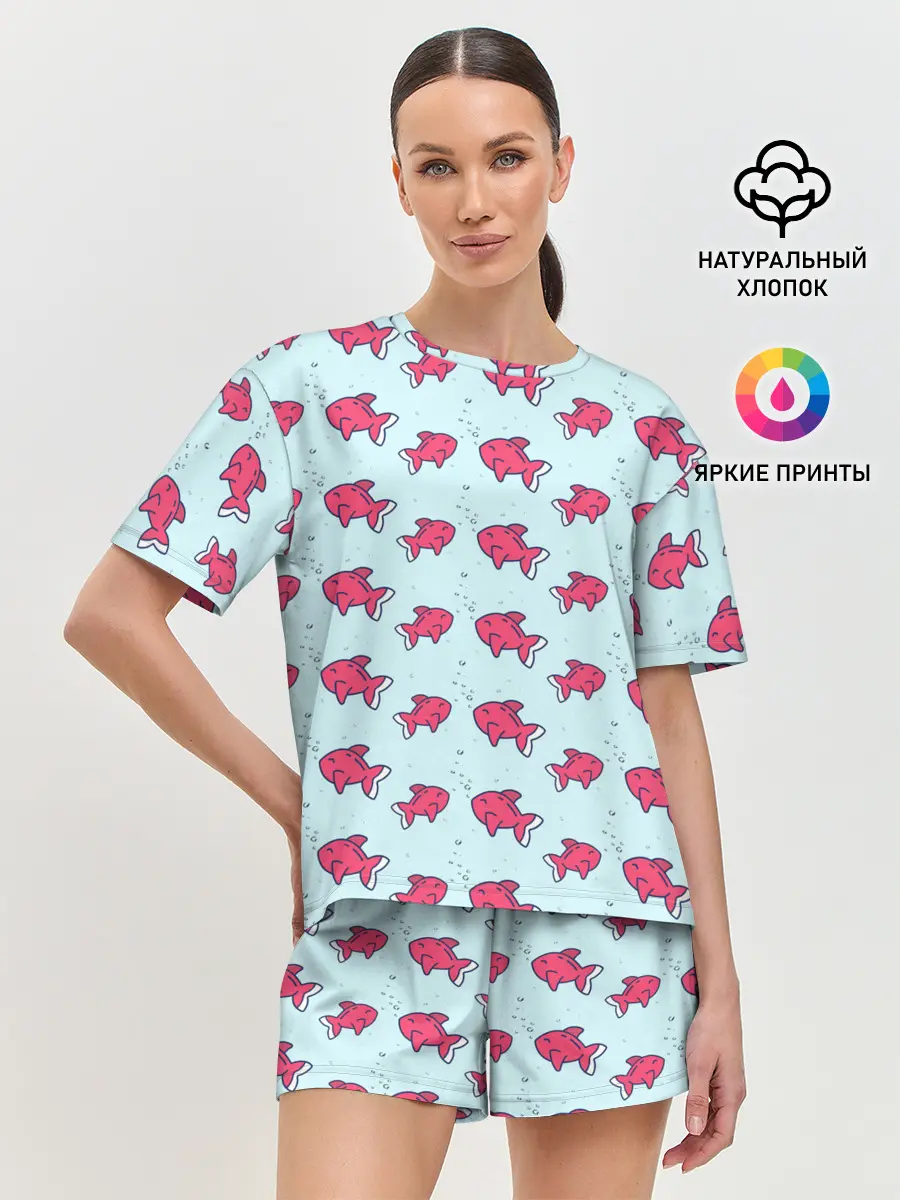 Женская пижама с шортами / Рыбки