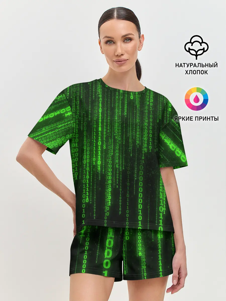 Женская пижама с шортами / Двоичный код 3D