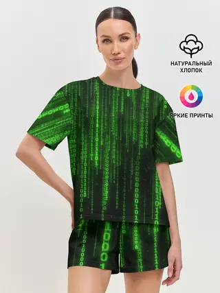 Женская пижама с шортами / Двоичный код 3D