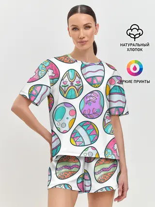 Женская пижама с шортами / Пасхальные яйца