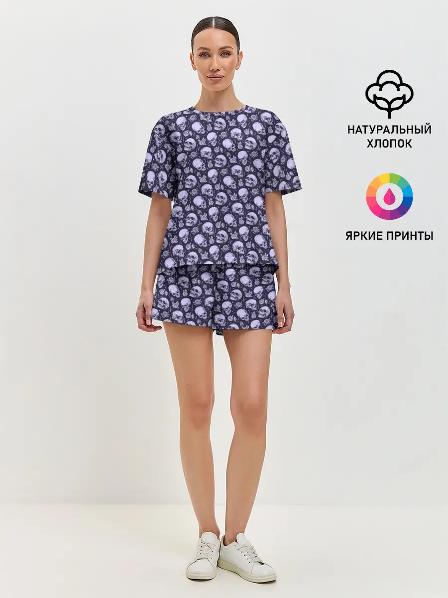 Женская пижама с шортами / Черепа