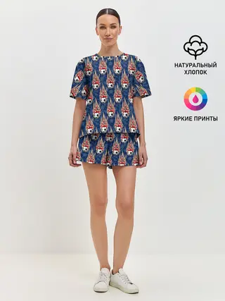 Женская пижама с шортами / Футбольные Мячи