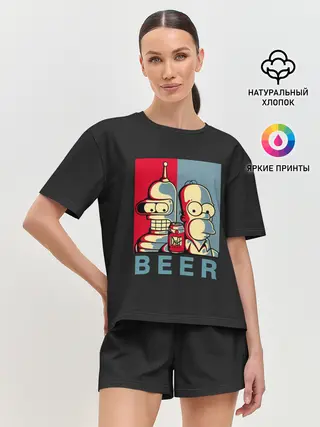Женская пижама с шортами / Гомер х Бендер
