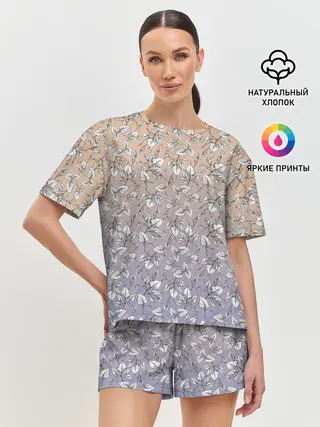 Женская пижама с шортами / Плющ и градиент
