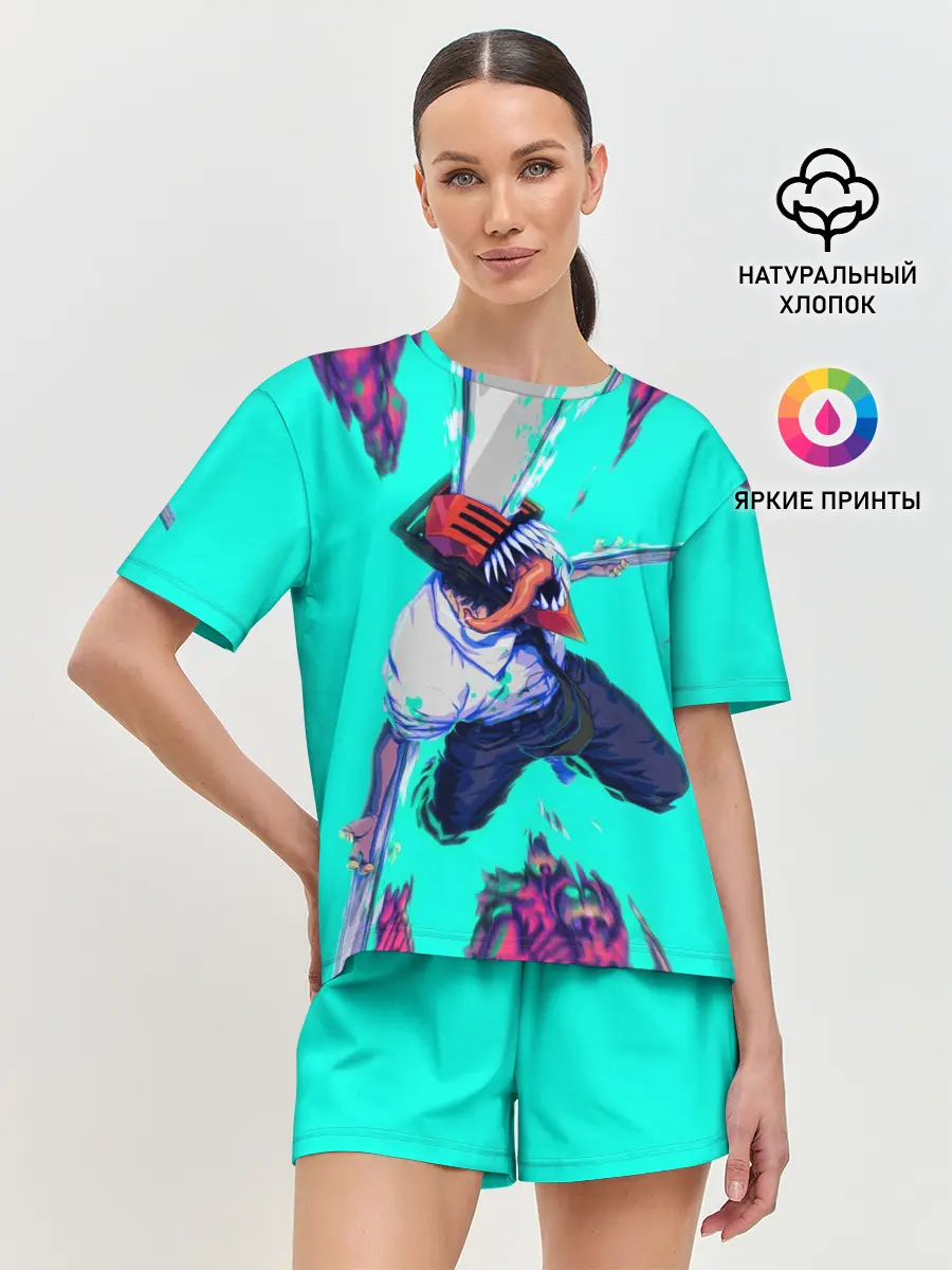 Женская пижама с шортами / ЧЕЛОВЕК БЕНЗОПИЛА ДЕНДЖИ