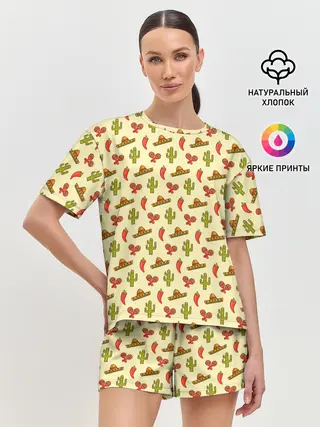 Женская пижама с шортами / Мексиканский фон