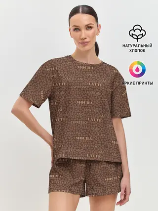 Женская пижама с шортами / Кофейные Напитки