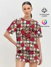 Женская пижама с шортами / Розы в клеточку