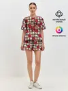 Женская пижама с шортами / Розы в клеточку