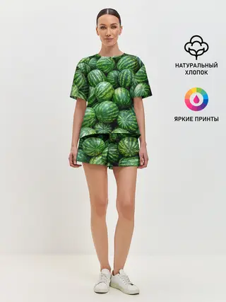 Женская пижама с шортами / Арбузы