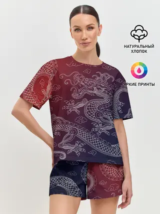 Женская пижама с шортами / Традиционный китайский дракон