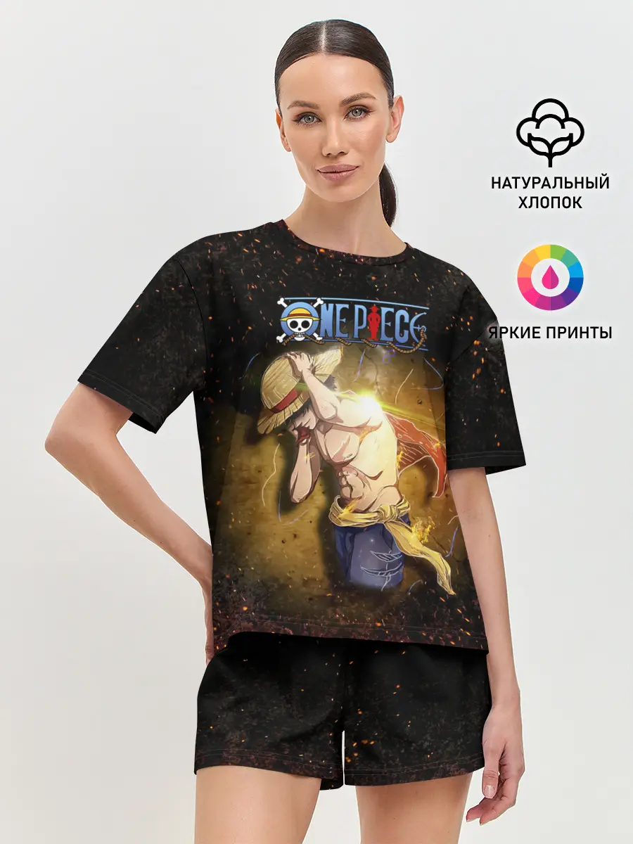 Женская пижама с шортами / Мощный торс Луффи One Piece