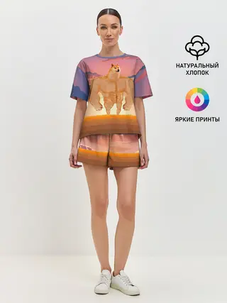 Женская пижама с шортами / Мем собака качок DOGE