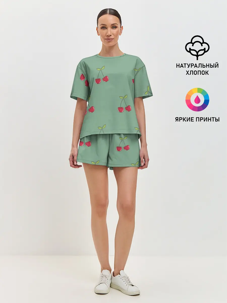 Женская пижама с шортами / КраСная Вишня