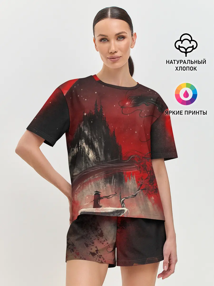 Женская пижама с шортами / ЗМЕЙ ДРАКОН 3D