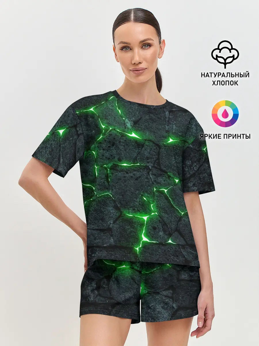 Женская пижама с шортами / ЗЕЛЁНОЕ ИЗЛУЧЕНИЕ