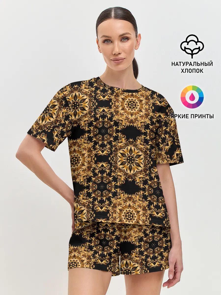 Женская пижама с шортами / классические узоры
