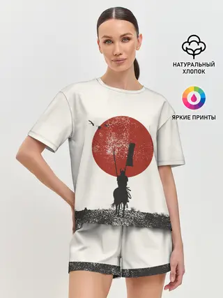 Женская пижама с шортами / Самурай на коне