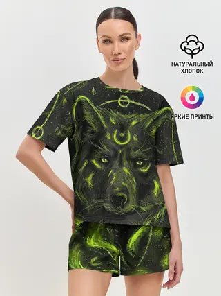 Женская пижама с шортами / Эзотерический Волк