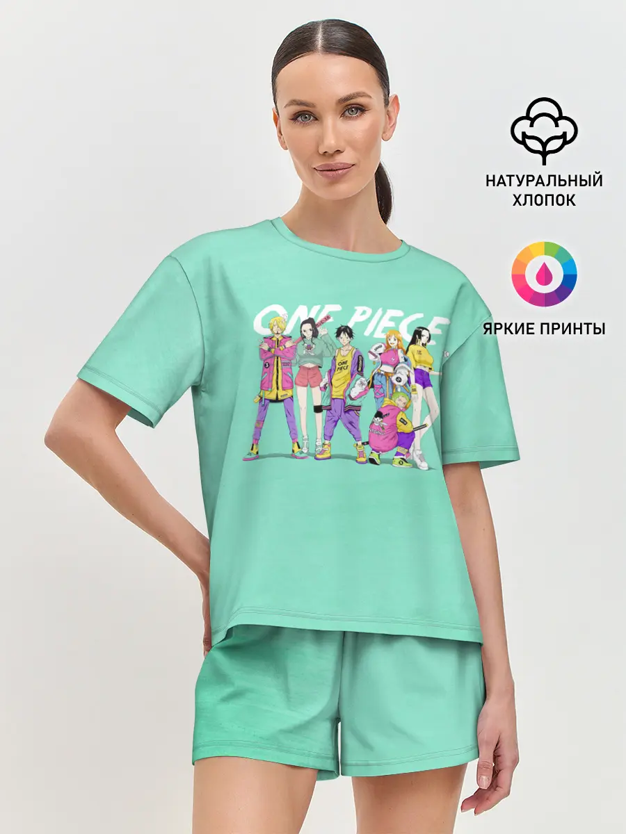 Женская пижама с шортами / Пираты One Piece на стиле