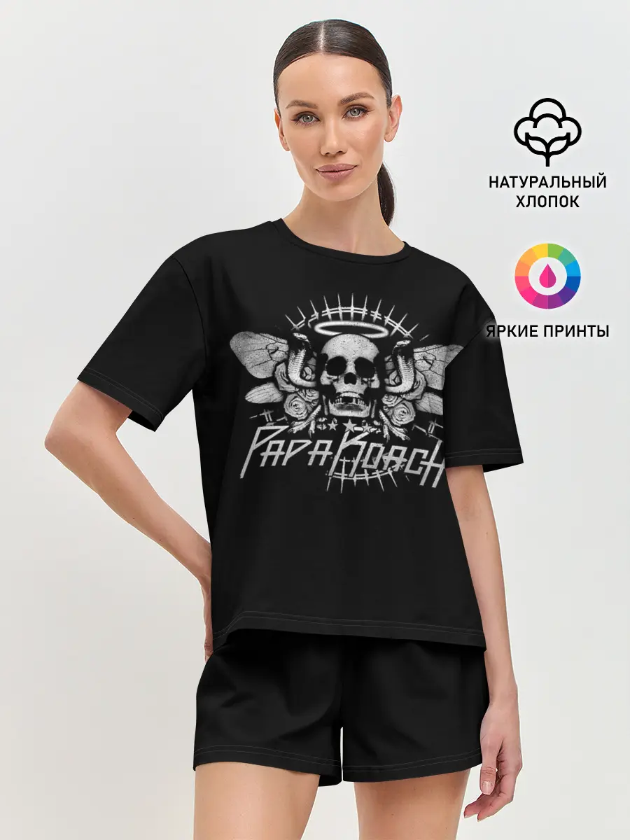 Женская пижама с шортами / Череп Папа Роуч