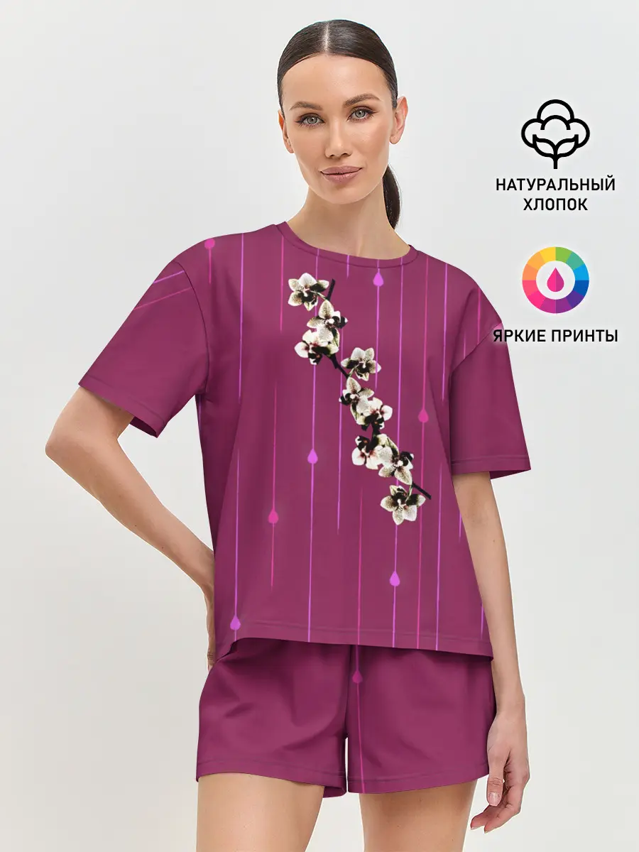 Женская пижама с шортами / Орхидеи