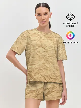 Женская пижама с шортами / БУМАЖНАЯ ТЕКСТУРА
