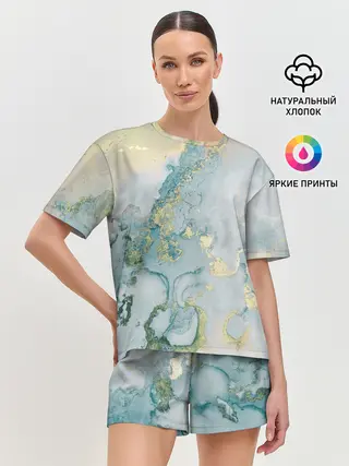Женская пижама с шортами / Абстрактный мрамор
