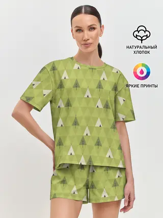 Женская пижама с шортами / Лес | Текстура